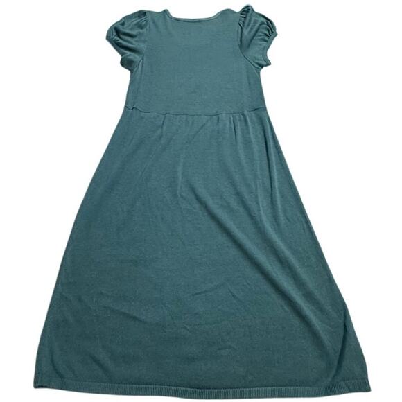 Peruvian Connection Knit Dress Cap Sleeves Midi Pima Cotton Womens Size XL Teal - Picture 7 of 8